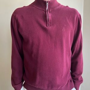 Nautica Quarter Zip Pullover Sweater Burgundy. Size-L
